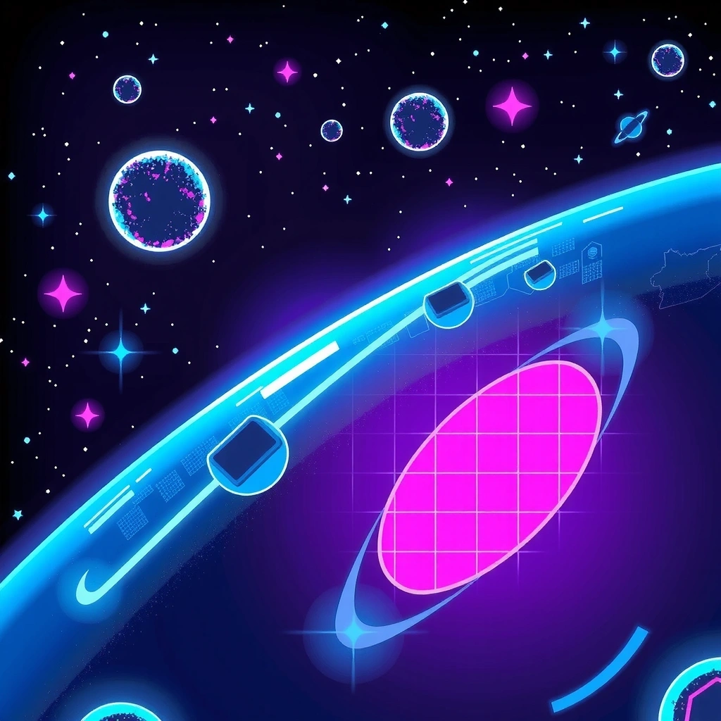 Fondo espacial con elementos pixelados para Gresepiba