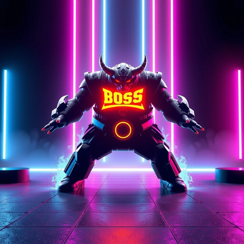 Screenshot arcade neón - boss fight